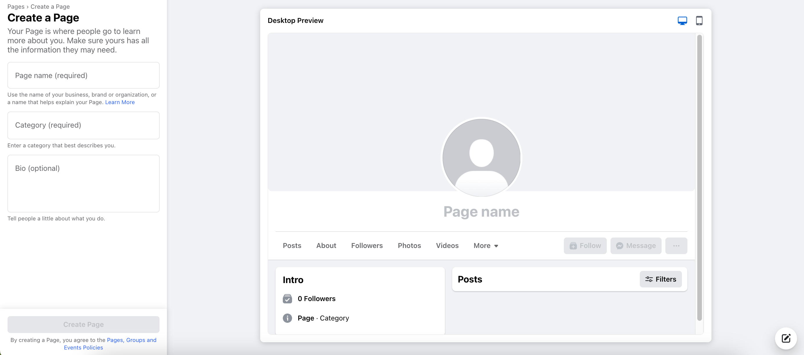 Create a Facebook Page