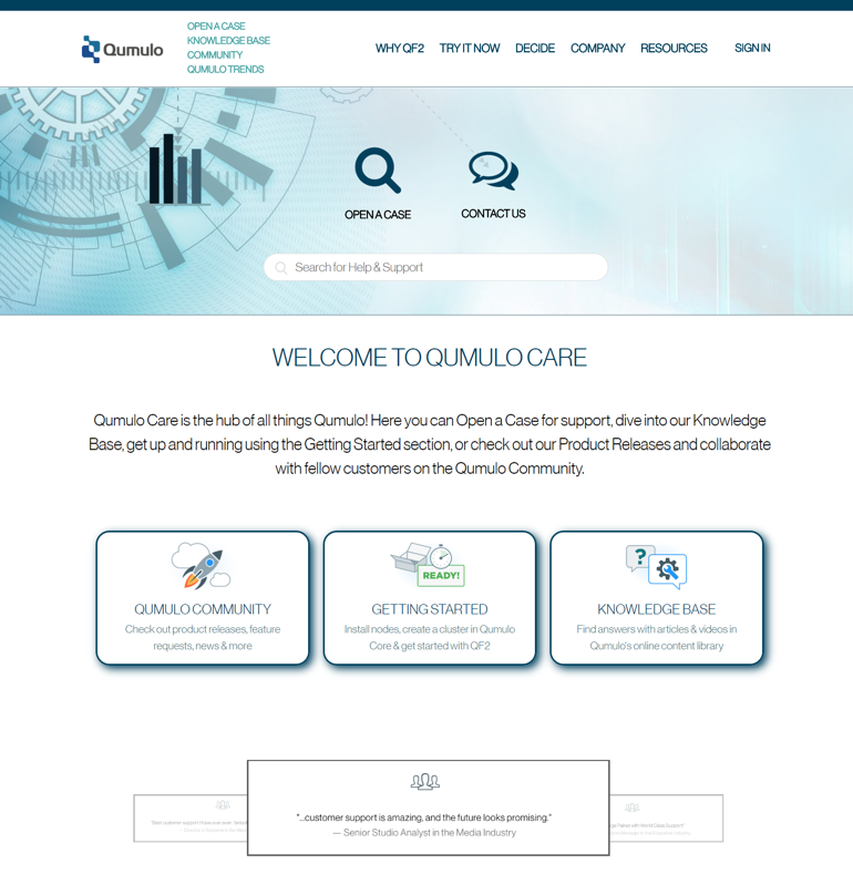 Qumulo Care portal