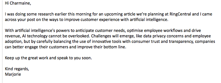 Influence Marketing Letter Example