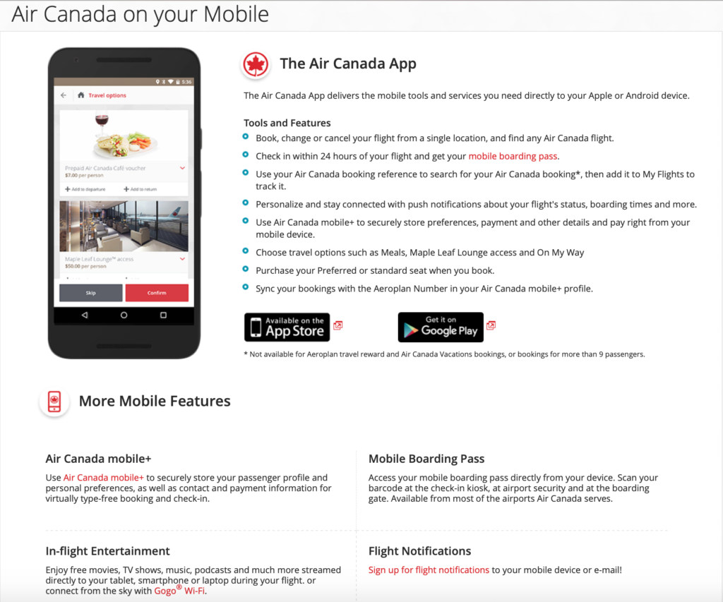 Air Canada Mobile App